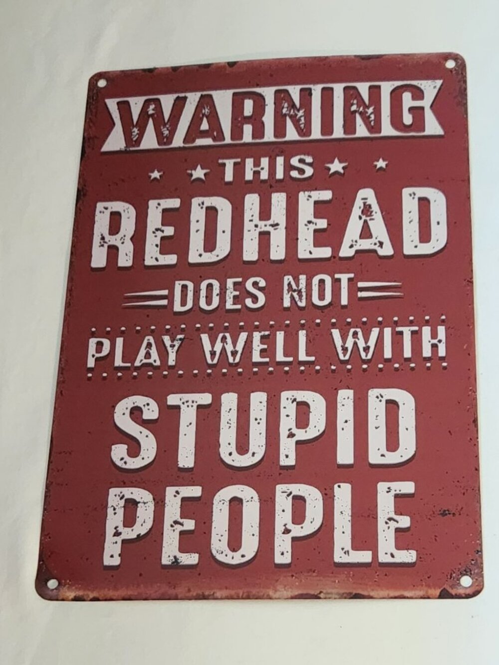 Metal sign for redheads humorous NIP